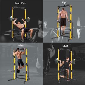 img 3 attached to 800LBS Weight Capacity ZENOVA Power Rack Squat Rack Fitness Pull Up Bar Station With J-Hooks And Dip Bar