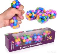squeeze away stress with special supplies squish stress balls - colorful sensory toy, perfect for home, travel, and office use - fun for kids and adults - 4-pack logo