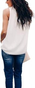 img 1 attached to Women Summer Ruffle Trim Neckline Tank Tops - Allimy Double Lined Chiifon Blouses