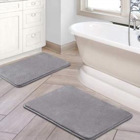 img 4 attached to H.VERSAILTEX Bath Mat Memory Foam Set Bathroom Rug Set Flannel Velvety Bath Mat Luxury Extra Soft And Absorbent Non Slip Rugs For Bathroom/Bedroom Washable(2 Pack- 20"X 32"/ 17"X 24", Grey)
