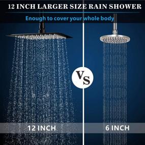 img 3 attached to 12" Rain Shower Head With 13" Extension Arm - Voolan Large Rainfall Shower Heads Made Of Stainless Steel - Waterfall Full Body Coverage - Perfect Replacement For Your Bathroom ShowerHead (Black)