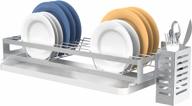 stainless rust-proof hanging dish drying rack wall mount over the sink - kitchen dishes plate shelf organizers with utensil holder and removable drain board by junyuan logo