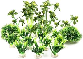 img 4 attached to 🌿 BEGONDIS Artificial Green Water Plants Flower Set - Pack of 18, Fish Tank Aquarium Decorations, Soft Plastic Material