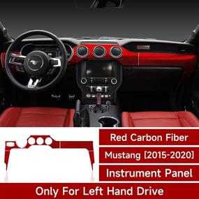 img 3 attached to 🚘 Carbon Fiber Center Console Instrument Sticker Decal Interior Trim Cover for Ford Mustang 2015-2020 - Enhance your Mustang with Premium Accessories