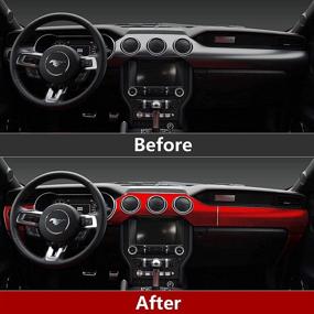 img 4 attached to 🚘 Carbon Fiber Center Console Instrument Sticker Decal Interior Trim Cover for Ford Mustang 2015-2020 - Enhance your Mustang with Premium Accessories