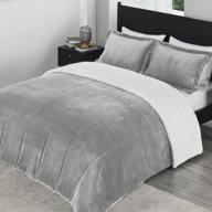 ultra-soft micromink sherpa queen comforter set with pillow shams - 3-piece grey bedding set for fall/winter - plush & warm blanket by downluxe logo