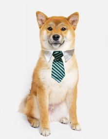 img 3 attached to X-Small синий черный галстук для собак с воротником-смокингом-регулируемые костюмы для домашних животных полосатый галстук для маленьких средних и больших собак