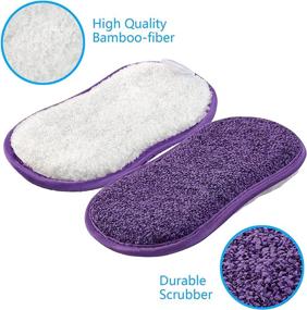 img 3 attached to 🧼 5-Pack Non-Scratch Kitchen Dish Scrub Sponges with Bamboo Microfiber Dishcloth - Reusable, Washable, Multipurpose, Heavy-Duty Scrubber Pads for Cleaning Sink Pans, Ideal for Da wn Dish Soap