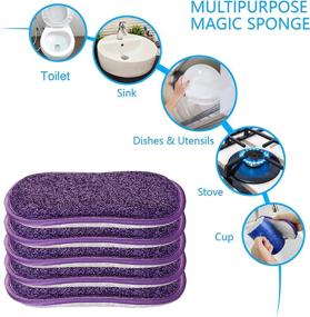img 1 attached to 🧼 5-Pack Non-Scratch Kitchen Dish Scrub Sponges with Bamboo Microfiber Dishcloth - Reusable, Washable, Multipurpose, Heavy-Duty Scrubber Pads for Cleaning Sink Pans, Ideal for Da wn Dish Soap