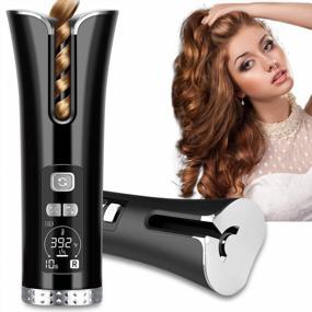 img 4 attached to USB Rechargeable Automatic Hair Curler With Ceramic Wand, LCD Display And Timer - Portable Beach Waves Curling Iron For High Performance (Black)