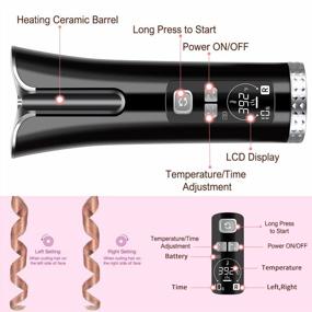 img 3 attached to USB Rechargeable Automatic Hair Curler With Ceramic Wand, LCD Display And Timer - Portable Beach Waves Curling Iron For High Performance (Black)