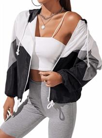 img 4 attached to Color Block Lightweight Bomber Jacket For Women By SweatyRocks - Casual And Trendy