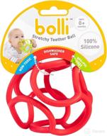 🔴 ogobolli tactile sensory teething ring ball toy for babies & kids - stretchy, soft non-toxic silicone - ages 3 months and up - red logo