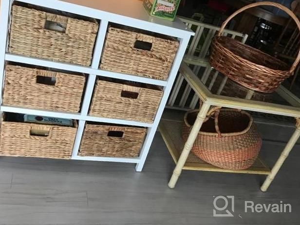 img 1 attached to EHemco 3 Tier X-Side End Storage Cabinet With 6 Wicker Baskets, Walnut review by Jessica Gibson
