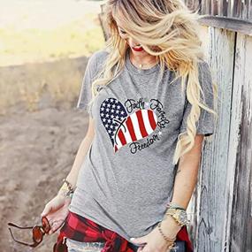 img 1 attached to American Flag Heart T Shirt Faith Family Freedom Patriotic Tees For Women USA Flag Stars Stripes Casual Tops Shirts