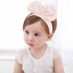 img 3 attached to Stand Out In Style: Fmeida Baby Handmade Headbands With Big Bows For Infant And Toddler Girls In Pretty Pink Lace