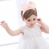 stand out in style: fmeida baby handmade headbands with big bows for infant and toddler girls in pretty pink lace logo