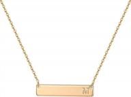 personalized m mooham bar initial necklace for women in 14k gold rose gold plated stainless steel - ideal jewelry gifts for women & teen girls logo