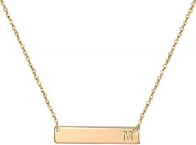 img 4 attached to Personalized M MOOHAM Bar Initial Necklace For Women In 14K Gold Rose Gold Plated Stainless Steel - Ideal Jewelry Gifts For Women & Teen Girls