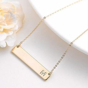 img 3 attached to Personalized M MOOHAM Bar Initial Necklace For Women In 14K Gold Rose Gold Plated Stainless Steel - Ideal Jewelry Gifts For Women & Teen Girls