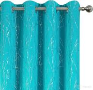 🔵 turquoise blackout curtains 63 inch length for boys room nursery – wave line pattern, set of 2 panels, grommet window drapes, thermal insulated curtains for kids bedroom (34x63 inch, turquoise) логотип