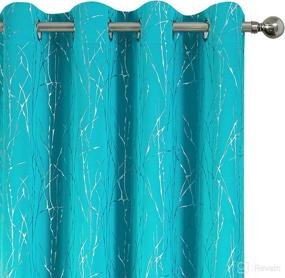 img 4 attached to 🔵 Turquoise Blackout Curtains 63 Inch Length for Boys Room Nursery – Wave Line Pattern, Set of 2 Panels, Grommet Window Drapes, Thermal Insulated Curtains for Kids Bedroom (34x63 Inch, Turquoise)