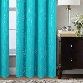 img 1 attached to 🔵 Turquoise Blackout Curtains 63 Inch Length for Boys Room Nursery – Wave Line Pattern, Set of 2 Panels, Grommet Window Drapes, Thermal Insulated Curtains for Kids Bedroom (34x63 Inch, Turquoise)