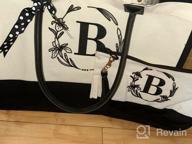 img 1 attached to Personalized Canvas Tote Bag With Monogram Embroidery And Leather Handle - Ideal Birthday Gift For Women By BeeGreen review by Adam Boesel