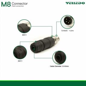 img 3 attached to IP67 Waterproof M8 Connector For Industrial Sensors - 4-Pin A Code Male Plug Adapter (Straight, 4 Contacts) By VELLEDQ
