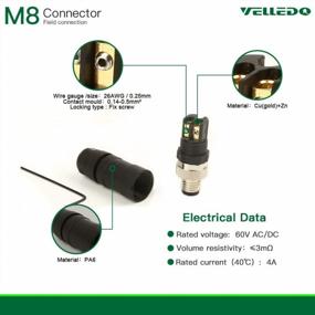 img 2 attached to IP67 Waterproof M8 Connector For Industrial Sensors - 4-Pin A Code Male Plug Adapter (Straight, 4 Contacts) By VELLEDQ