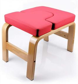 img 4 attached to BIGTREE Yoga Fitness Exercise Headstand Bench Wood And PU Pad Steady Inversion Chair
