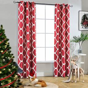 img 4 attached to Red Melodieux Moroccan Style Grommet Curtains - 42X84 Inches - Thermal Insulated And Room Darkening Blackout - Set Of 2 Panels For Living Room