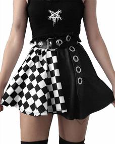 img 1 attached to Women'S Gothic Plaid Mini Skirts: High Waist, Short & Summery!