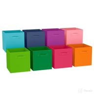 set of 8 multi-colored 11 inch cube storage bins for kids - ideal for toy, clothing, nursery, or general closet organization. fits most storage cubes organizers. logo