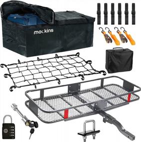 img 4 attached to XL Foldable Cargo Carrier Hitch Rack With 500Lb Capacity, Waterproof Bag, Straps, Locks, Net, And Stabilizer - Ideal For Trailer Hitch Cargo Transport And Storage