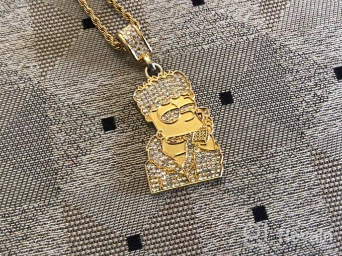 img 1 attached to Enhance Your Style with Nsitbbuery's 18K Gold Iced Out Ape Head Tag Pendant Chain Necklace review by Thomas Landis