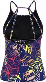img 3 attached to Cadocado Women'S Strappy Back Tankini Top With Slimming Control And Ruched Design - Bathing Suit Top For Flattering Swimwear Look