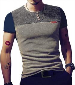 img 2 attached to Men'S Slim-Fit Button T-Shirts With Contrast Color Stitching: Casual Short/Long-Sleeve Tees By LOGEEYAR