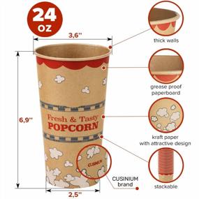 img 3 attached to 50-Pack Kraft Popcorn Buckets - 24Oz Large Popcorn Tubs By CUSINIUM