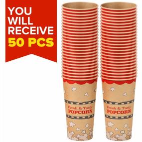 img 2 attached to 50-Pack Kraft Popcorn Buckets - 24Oz Large Popcorn Tubs By CUSINIUM