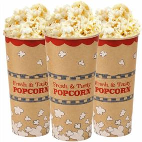 img 4 attached to 50-Pack Kraft Popcorn Buckets - 24Oz Large Popcorn Tubs By CUSINIUM