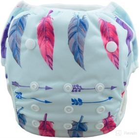 img 2 attached to 👶 Babygoal Baby Swim Underwear SW20: Reusable Adjustable Diapers for Swim Lessons - Girl Color, Feathers (0-2 Years)