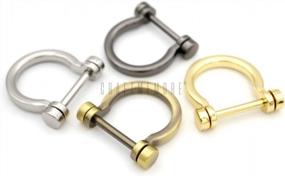 img 2 attached to CRAFTMEMORE Золотые ввинчивающиеся скобы с D-образным кольцом для изделий из кожи и держателей ключей (4 шт.)