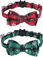 🔔 faleela breakaway christmas cat collar with bells - set of 2 festive cat collars with bells and bandana. adjustable for cats and small dogs - pet accessories логотип