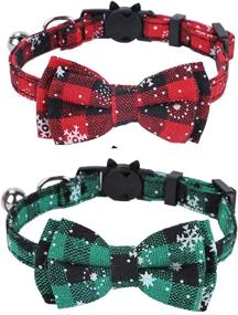 img 4 attached to 🔔 Faleela Breakaway Christmas Cat Collar with Bells - Set of 2 Festive Cat Collars with Bells and Bandana. Adjustable for Cats and Small Dogs - Pet Accessories