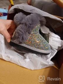 img 8 attached to Odema Glitter Sequin Snow Boots for Toddler Girls with Fur Ankle Booties - Lightweight Winter Snow Boots