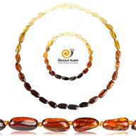 📿 qualeap baltic amber necklace - 100% certified authentic baltic amber (round & olive shape) - unisex necklace (12.5 inches / 5.5 inches) logo