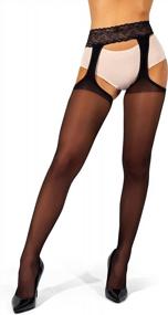 img 4 attached to Sofsy Suspender Tights For Women [Made In Italy] 20 Denier Sheer Pantyhose - Mock Garter Belt Nylons