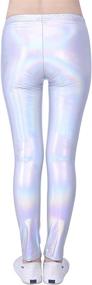 img 1 attached to 💫 Shimmer and Shine with HDE Leggings Metallic Footless Iridescent Girls' Clothing