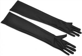 img 1 attached to Long Satin Finger Gloves For Women'S Evening Party - 21 Inch In Black And White